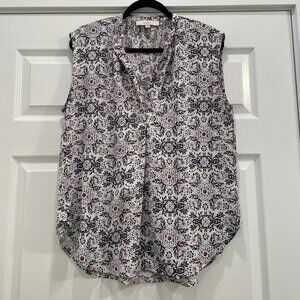 Women's Loft Patterned V-Neck Sleeveless Blouse XL